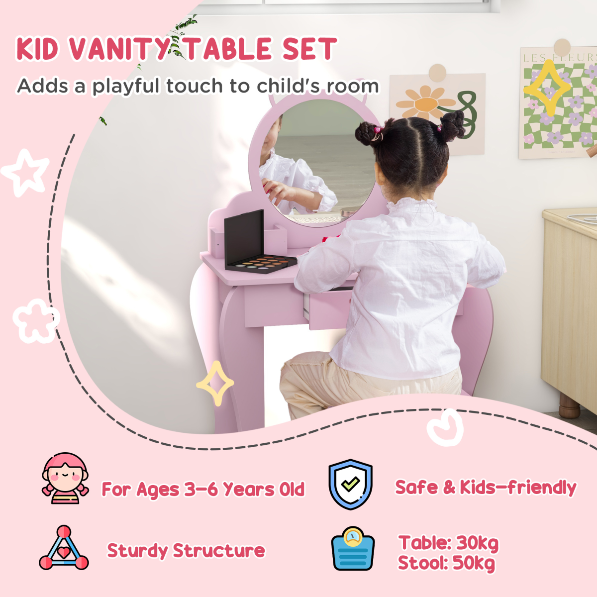 cortex-london-windsor-cat-kids-dressing-table-mirror-stool-storage-pink