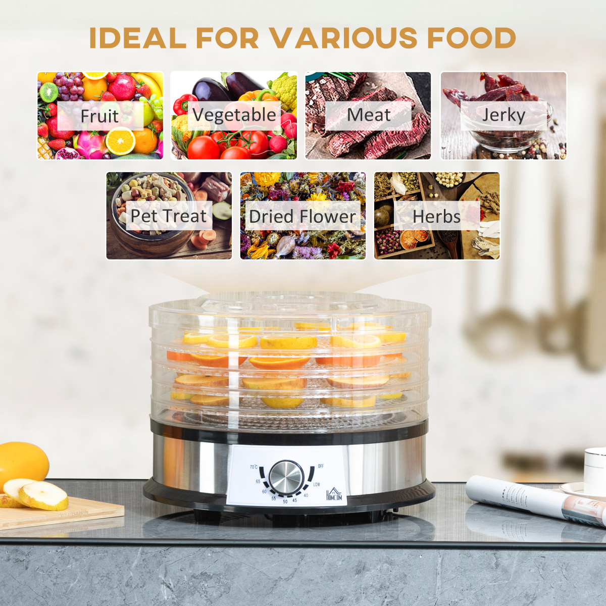cortex-london-york-five-tier-food-dehydrator-250w-stainless-steel-silver
