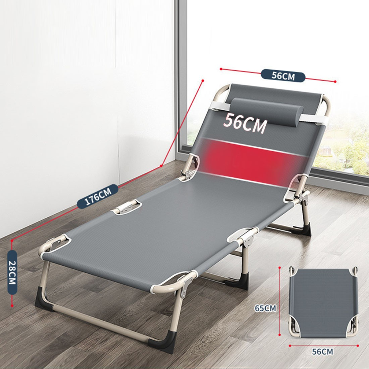 cortex-london-windsor-folding-camping-bed-with-cushion-silver-grey