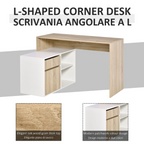 L-Shaped Corner Computer Desk  Oak and White