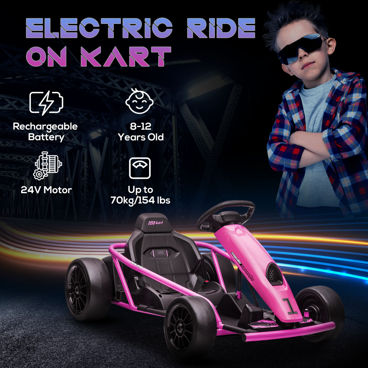 cortex-london-windsor-24v-pink-kids-electric-drift-go-kart