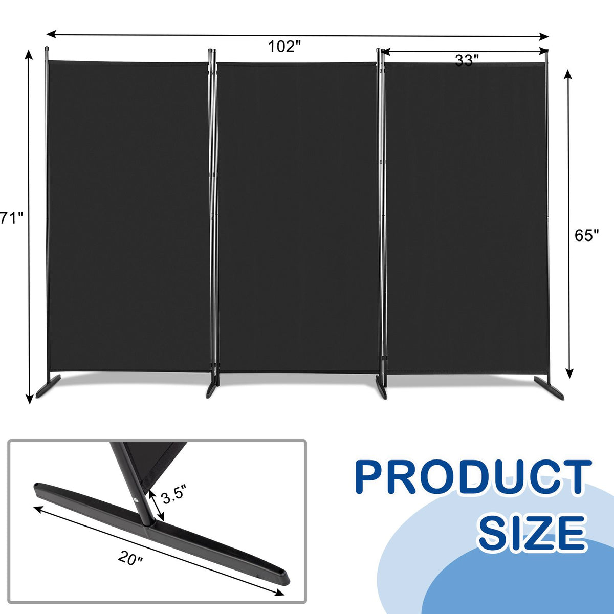 cortex-london-windsor-6ft-trifold-black-polyester-room-divider-screen