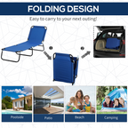 Reclining Chair Folding Lounger Seat & Sun Shade Awning Beach, Blue