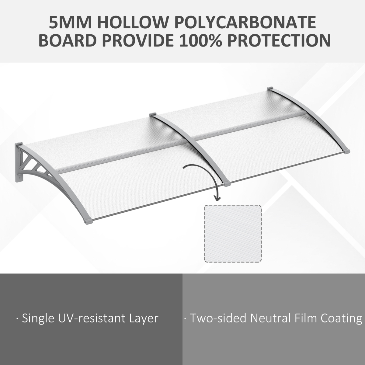 Door Canopy Awning Outdoor Window Rain Shelter Cover Clear