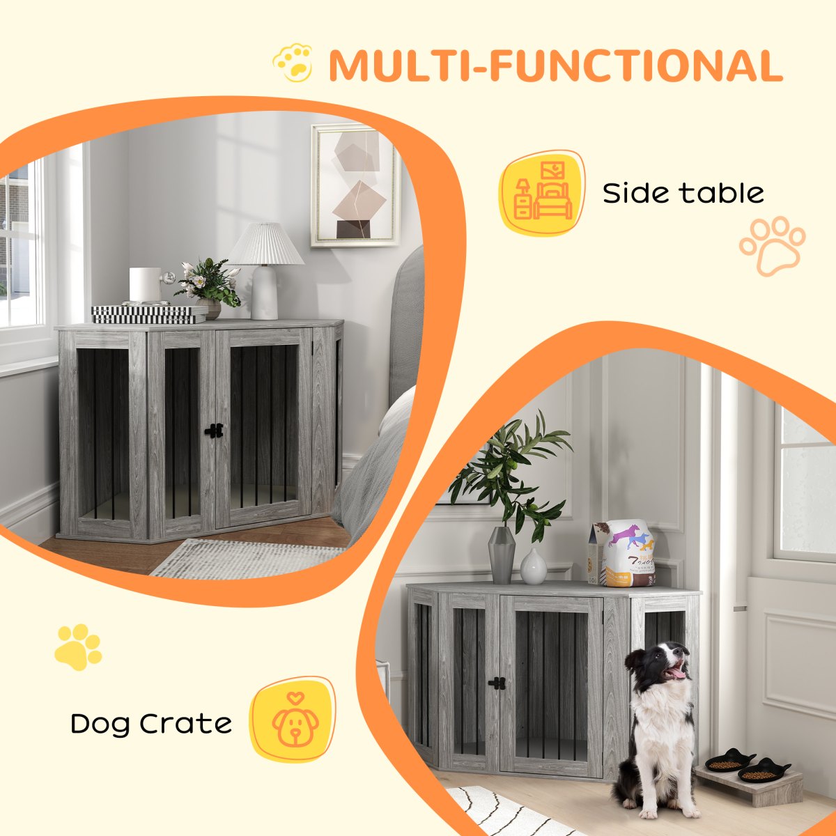 cortex-london-kensington-grey-medium-dog-crate-side-table-cushion