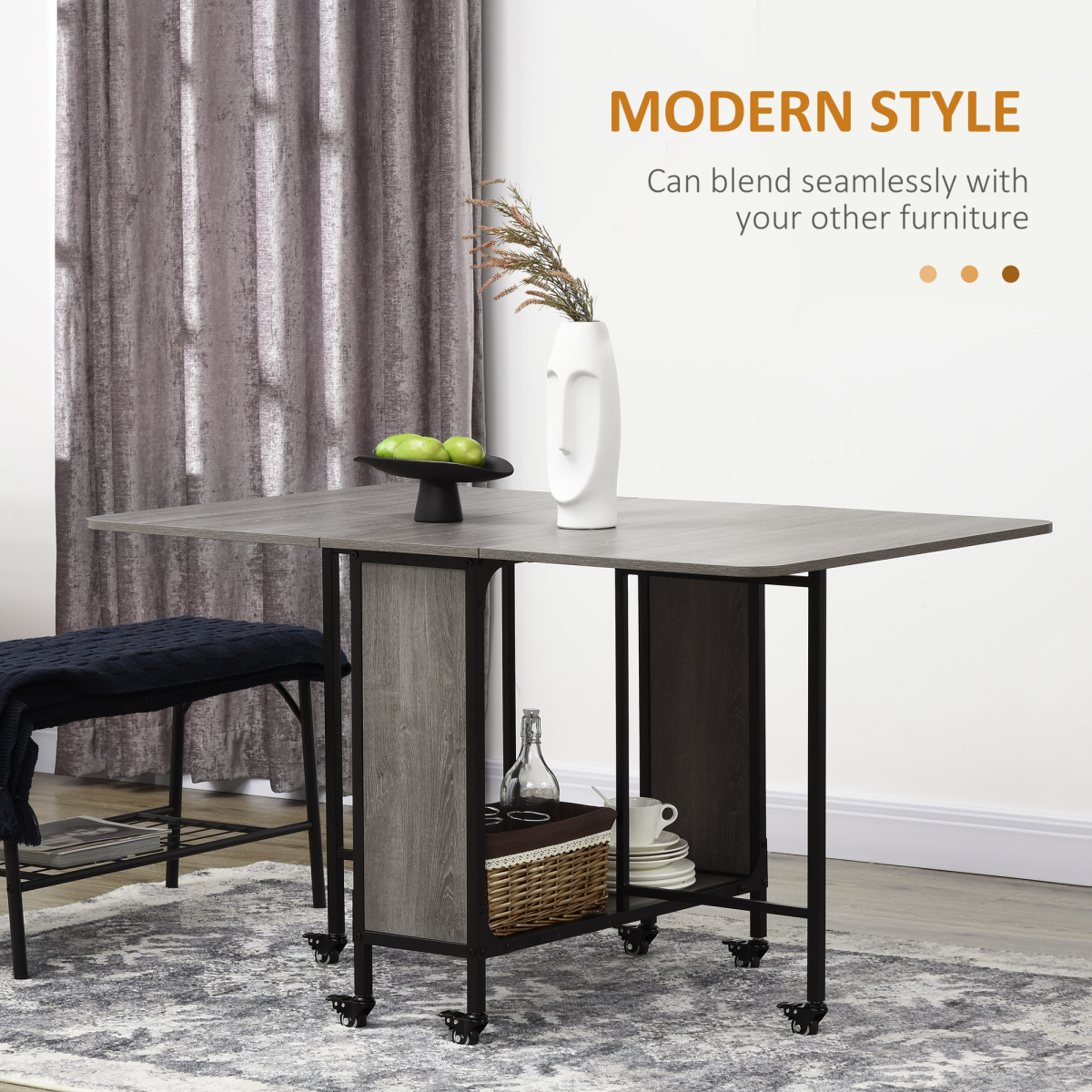 cortex-london-york-folding-kitchen-dining-table-six-wheels-storage-shelf