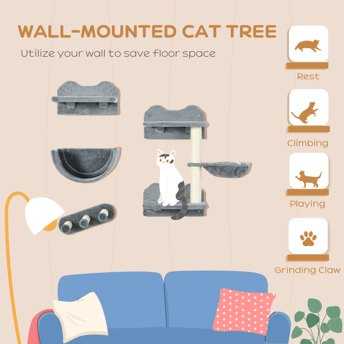 cortex-london-windsor-pawhut-grey-cat-wall-shelves-scratching-posts