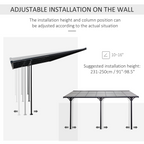 Outdoor Patio Gazebo Pergola, Aluminum Post, 4.35x3m Mounted on the Wall Roof