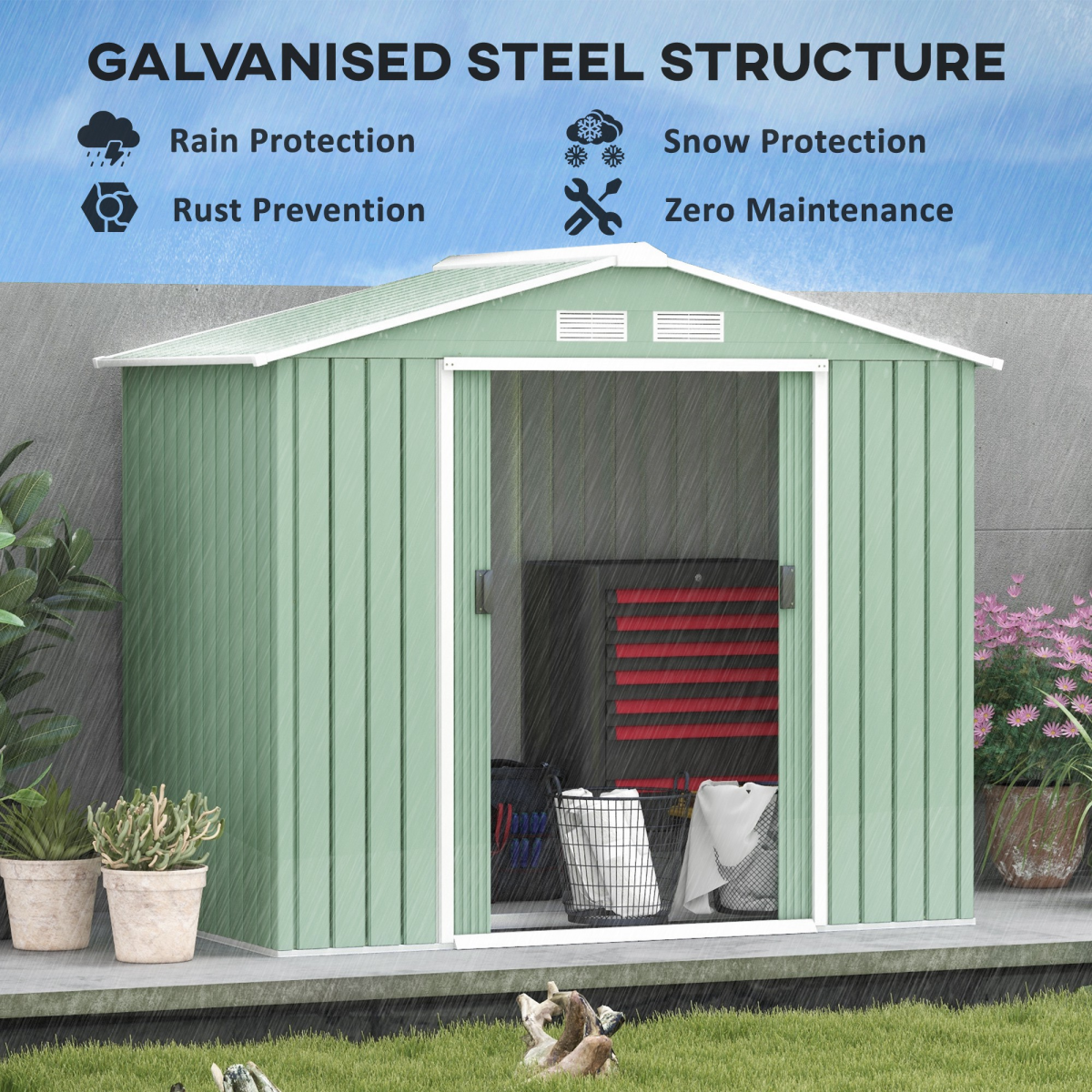 cortex-london-windsor-galvanised-steel-locking-garden-shed-light-green