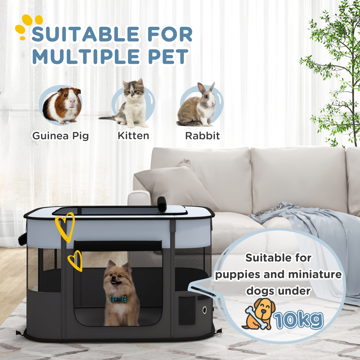 cortex-london-windsor-portable-dog-pen-puppies-rabbits-kittens-guinea-pigs-grey