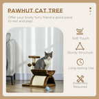 Cat Tree Plush Scratcher Kitty Activity Play Center Top Bar Tunnel Dangling Ball