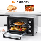 Mini Oven, 16L Grill, Toaster Oven Timer 1400W Grill