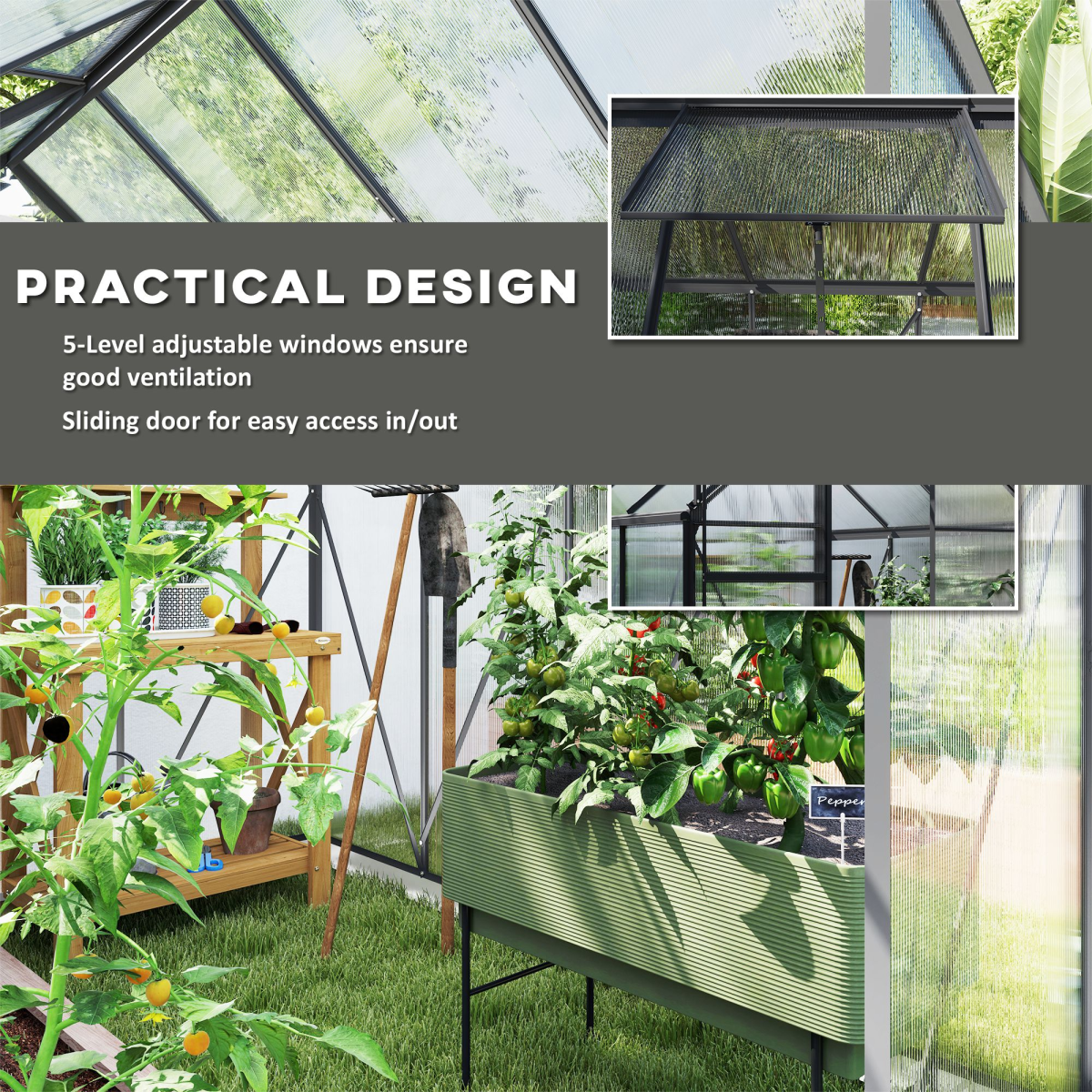 cortex-london-kensington-dark-grey-polycarbonate-walk-in-greenhouse