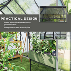 Outsunny Polycarbonate Walk-in Garden Greenhouse w/ Sliding Door Dark Grey