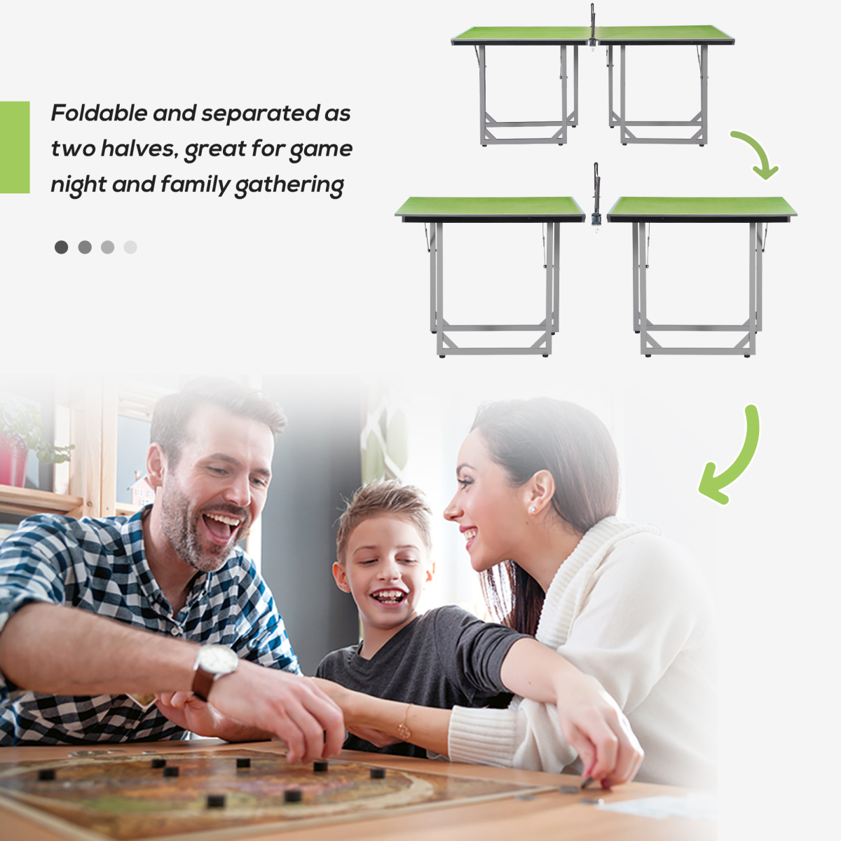 Tennis Table Ping Pong Foldable with Net Game Steel 182cm Indoor, Green HOMCOM
