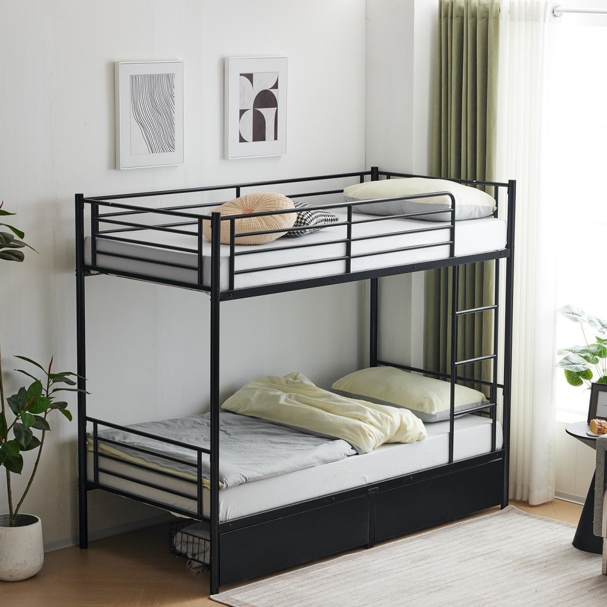 cortex-london-windsor-black-metal-twin-over-twin-bunk-bed-two-storage-drawers