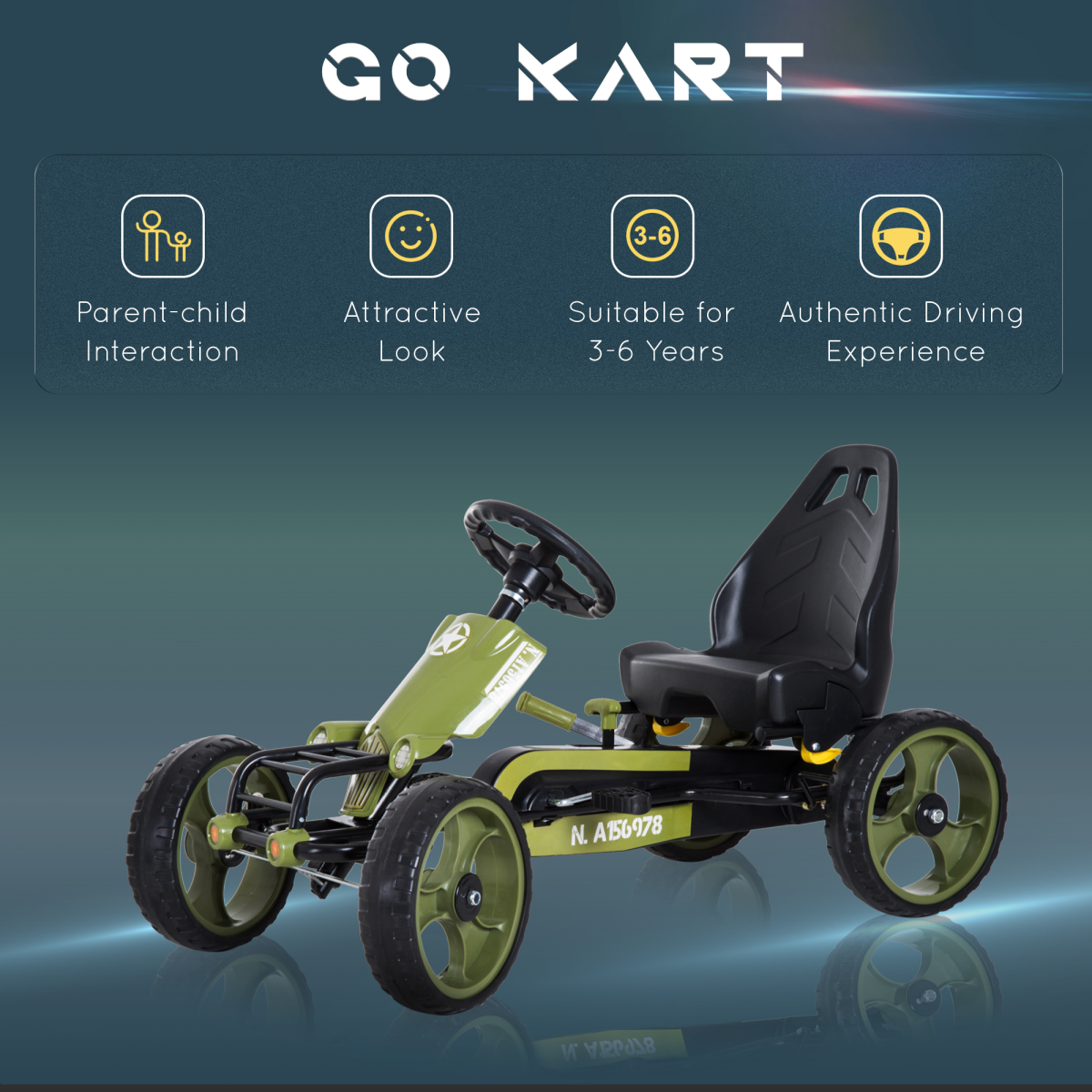 cortex-london-windsor-green-pedal-go-kart-hand-brake-racer