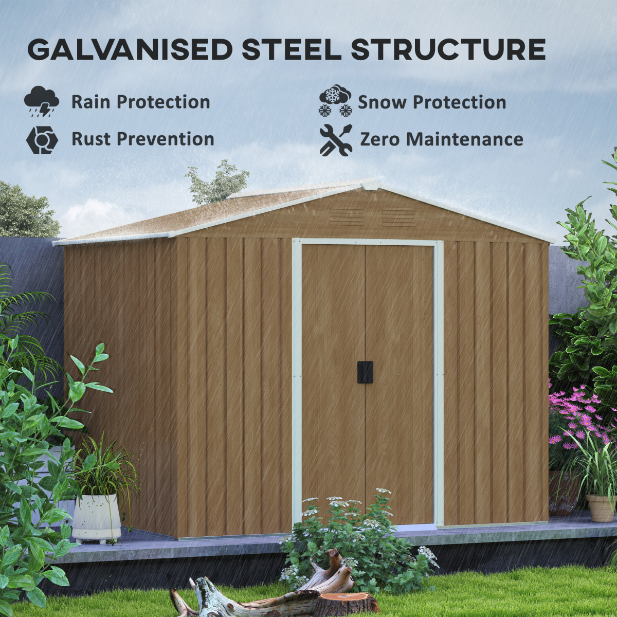 cortex-london-windsor-8-x-6ft-garden-storage-shed-double-door-chocolate-wood-effect