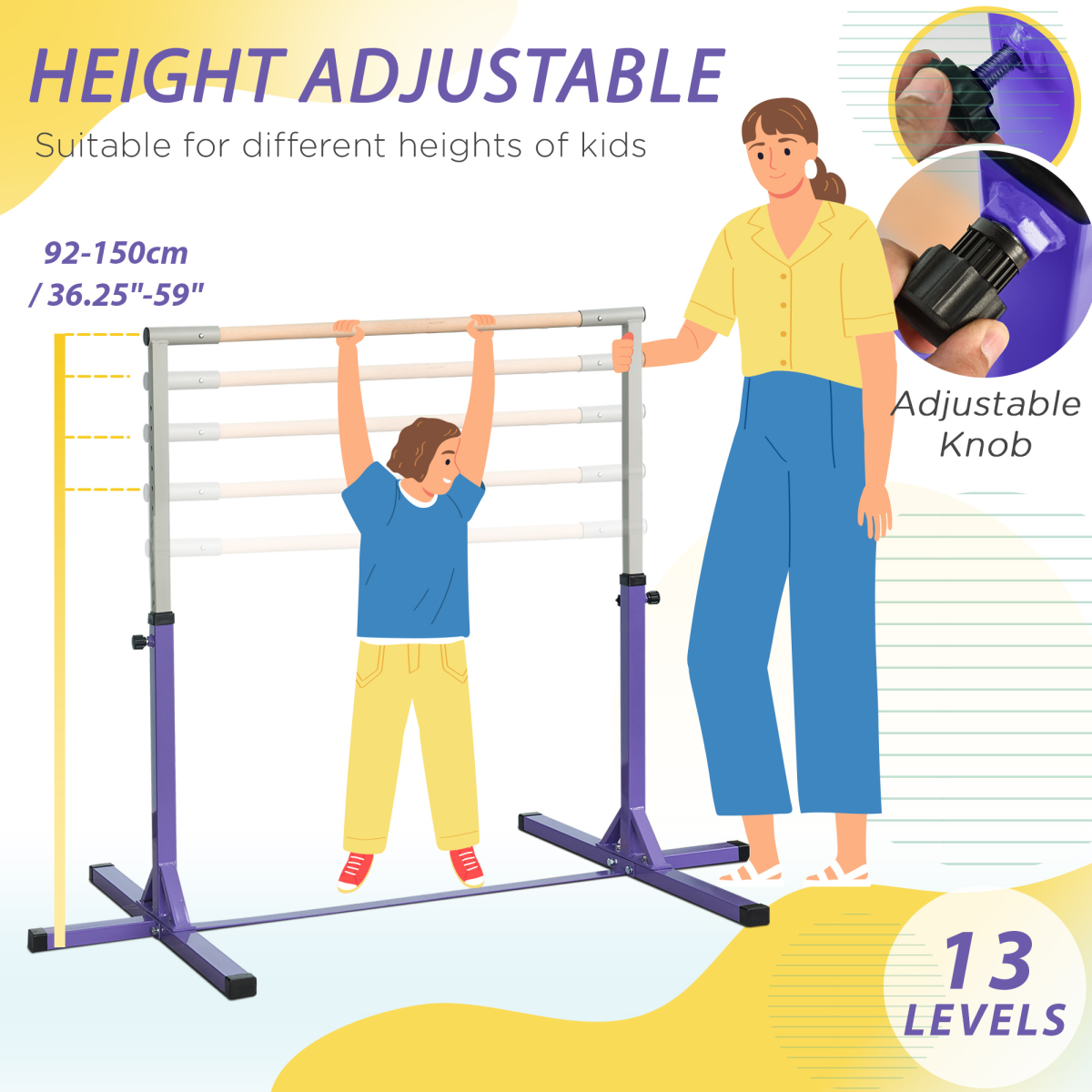 cortex-london-windsor-adjustable-kids-gymnastics-horizontal-bar-steel-frame-beech-wood-panel