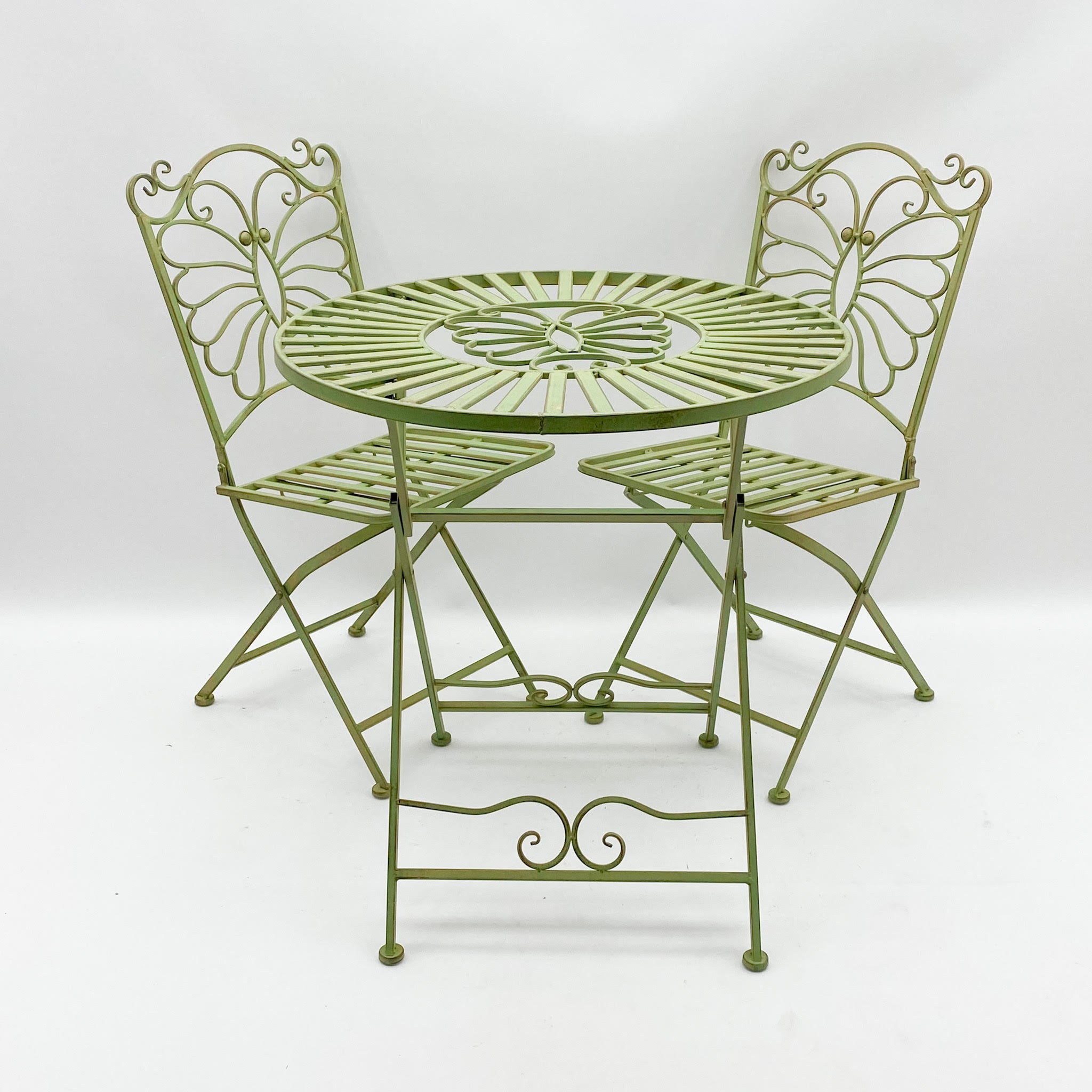 AcaciaHome Durable and Stylish Metal Garden Bistro Set – 3-Piece Outdoor Round Table and Comfortable Chairs, Durable Iron and Steel Construction, Perfect for Relaxing outdoor and garden (Green)