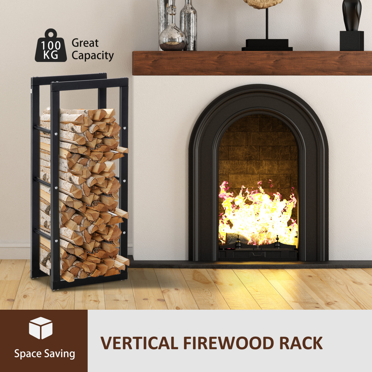 Robin Metal Rust-Resistant Firewood Log Rack Black