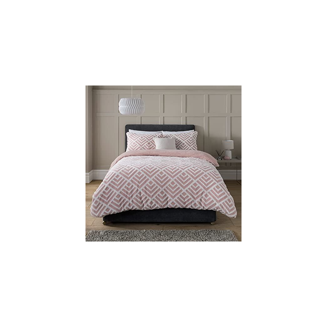 cortex-london-windsor-geo-jacquard-fleece-duvet-set-blush-double
