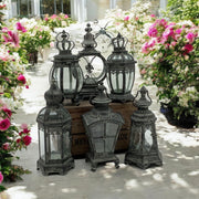 Stylish & Elegant Stunning Set of 6 Metal Bronze Tealight Lantern Holders – Art Deco Style with Painted Metal Frame, Glass Panels, Perfect for Flameless/LED Candles, Indoor & Outdoor Décor