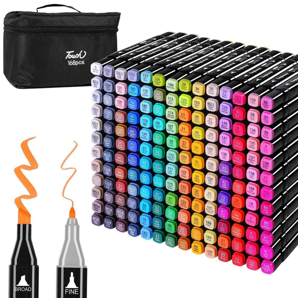 168 Colors Dual Tip Art Markers Color Pens Drawing Watercolour Kids & Adult Gift