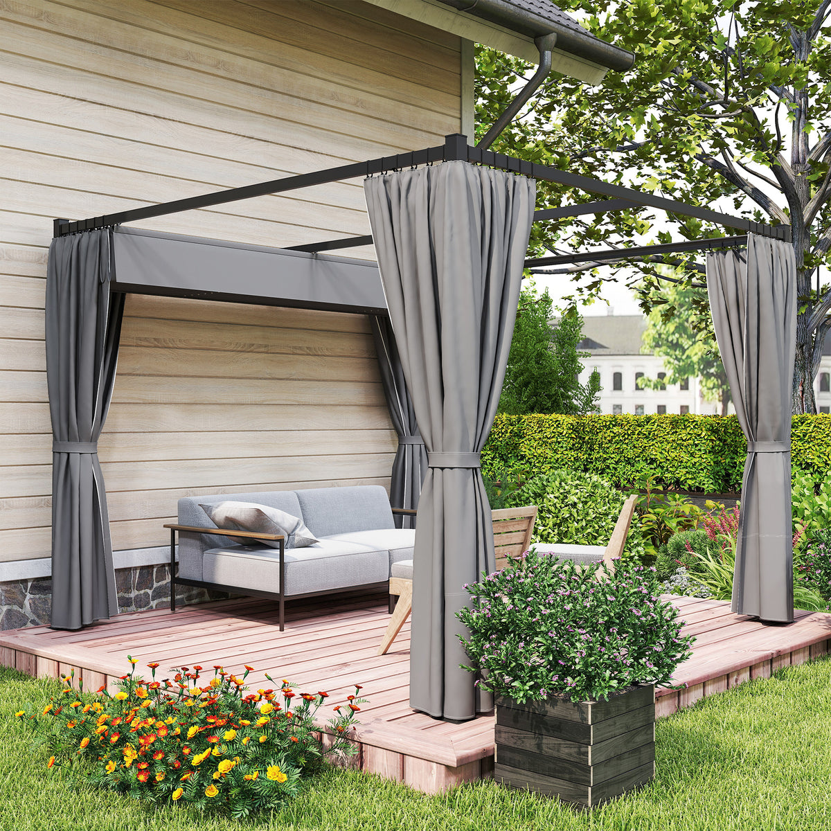 cortex-london-outsunny-3-x-3m-pergola-retractable-roof-curtains-light-grey