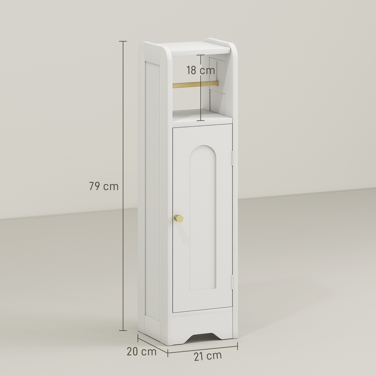 HOMCOM Toilet Roll Holder Slim Bathroom Cabinet with Adjustable Shelf White