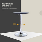 Chrome Steel Height Adjustable Round Bar Table Dinning Table Black
