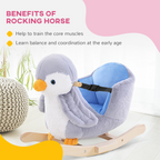 Animal Baby Rocking Horse Penguin Plush Musical Button w/32 Songs Wood