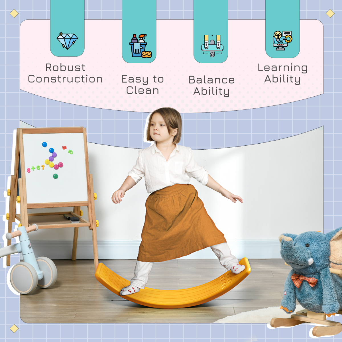 cortex-london-windsor-kids-balance-board-montessori-wobble-toy-orange
