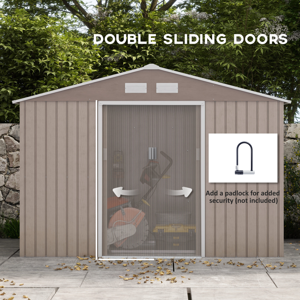 cortex-london-windsor-galvanised-steel-garden-shed-locking-door-light-brown