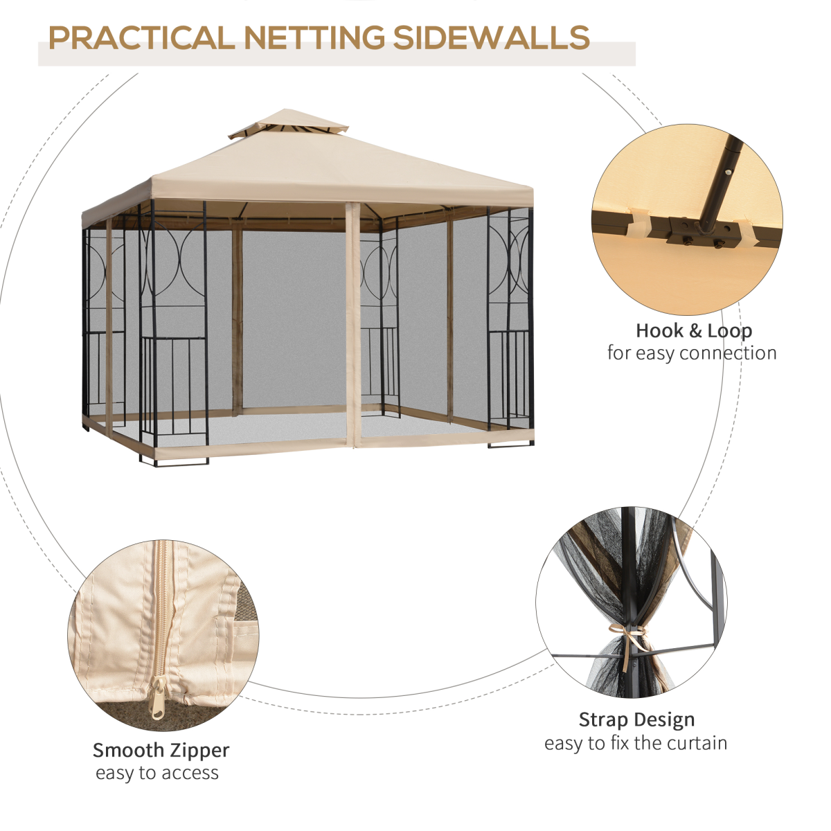 cortex-london-windsor-3x3m-two-tier-outdoor-gazebo-with-netting