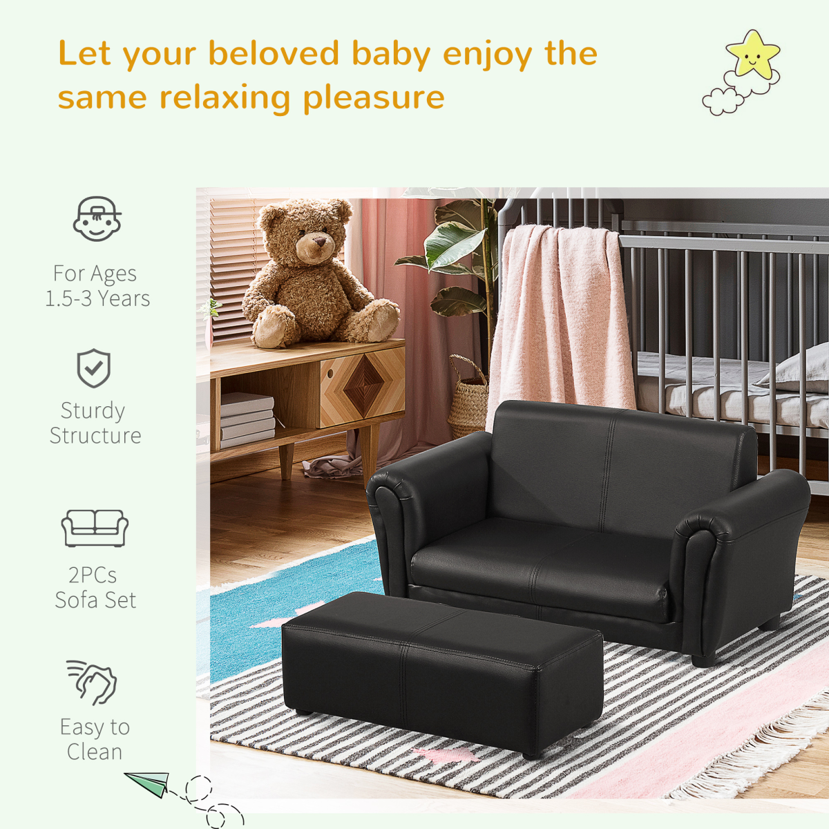 cortex-london-windsor-kids-black-sofa-set-footstool