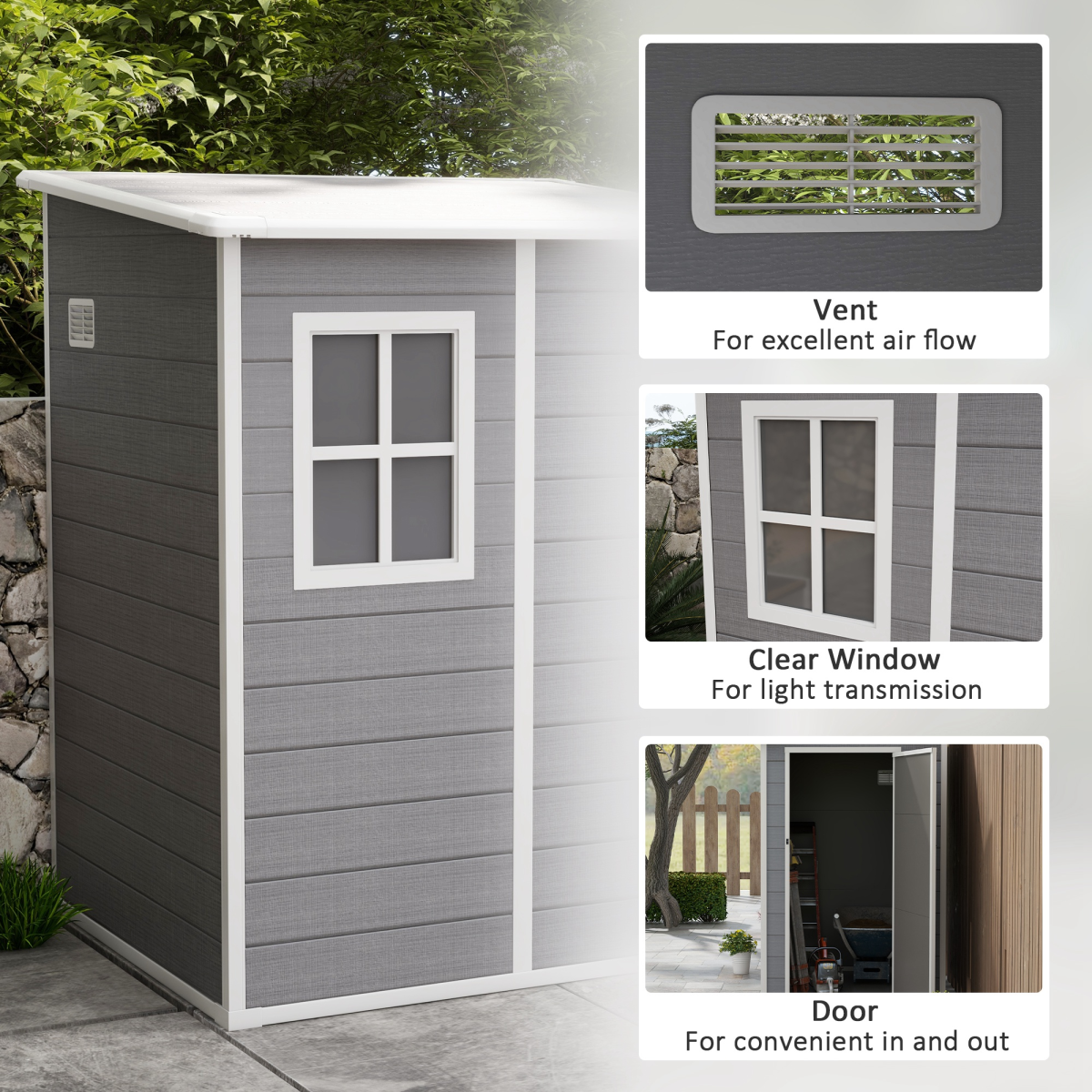 cortex-london-york-outsunny-4x5-lean-to-plastic-tool-shed-grey