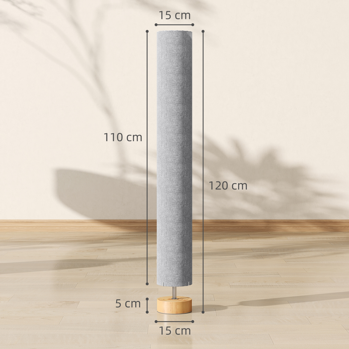 HOMCOM LED Floor Lamp with 3000K/4500K/6500K Colour Temperatures, Grey