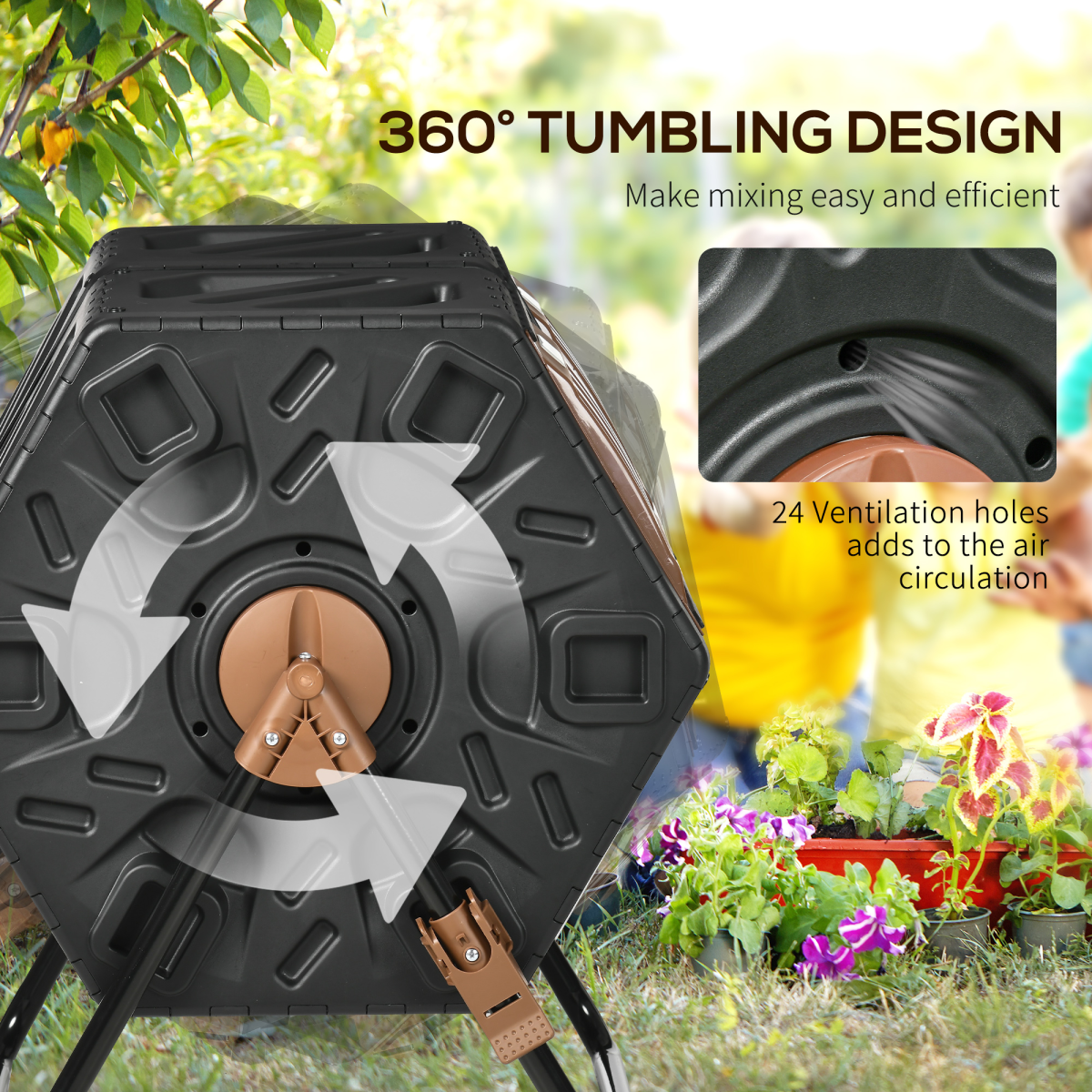 cortex-london-york-130l-dual-chamber-rotating-compost-bin-dark-brown-black