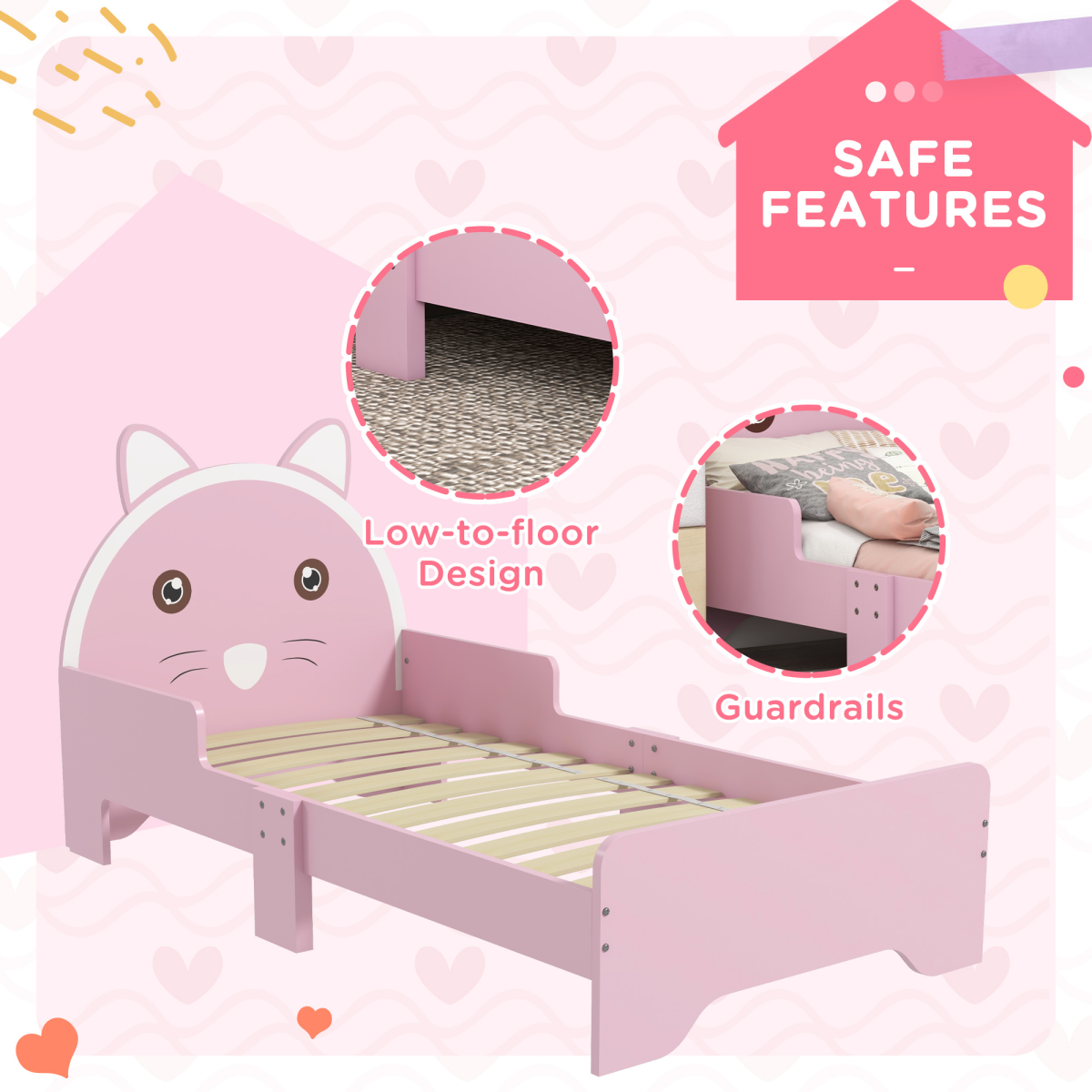 cortex-london-windsor-cat-toddler-bed-frame-pink-guardrails