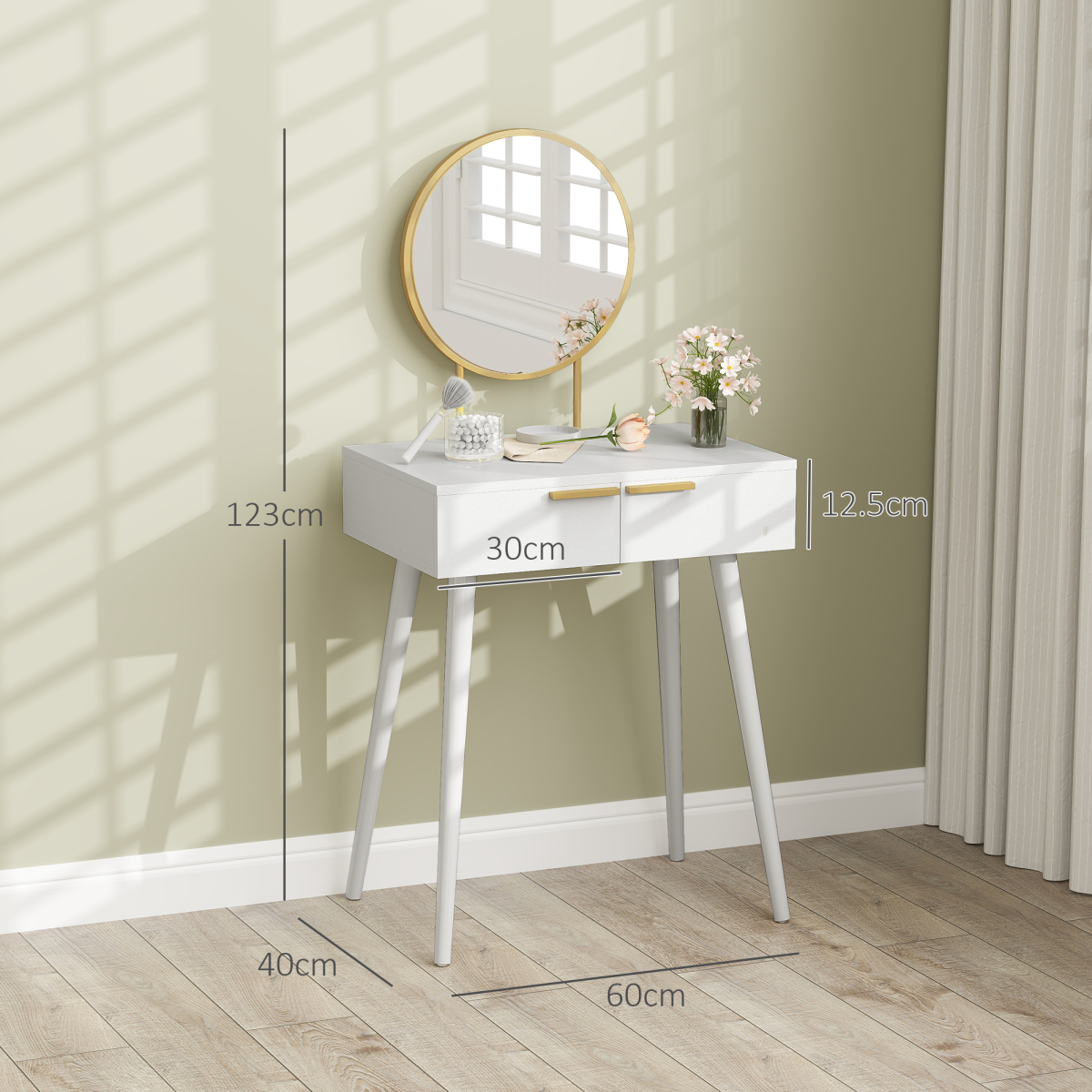 cortex-london-windsor-white-dressing-table-two-drawers-round-mirror