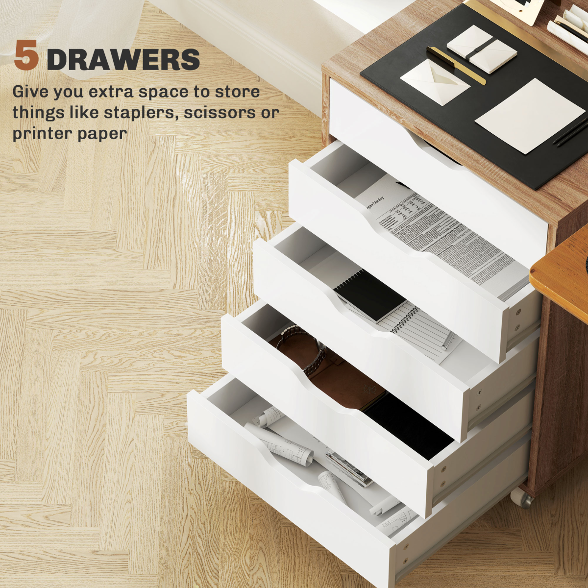 cortex-london-windsor-mobile-filing-cabinet-five-drawer-brown-white