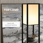 Shelf Floor Lamp, 4-tier Open Shelves, 26L x 26W x 160Hcm-Black/White