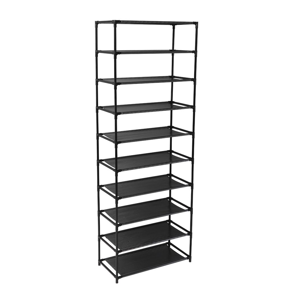 cortex-london-kensington-10-tier-black-shoe-rack-non-woven-fabric-steel