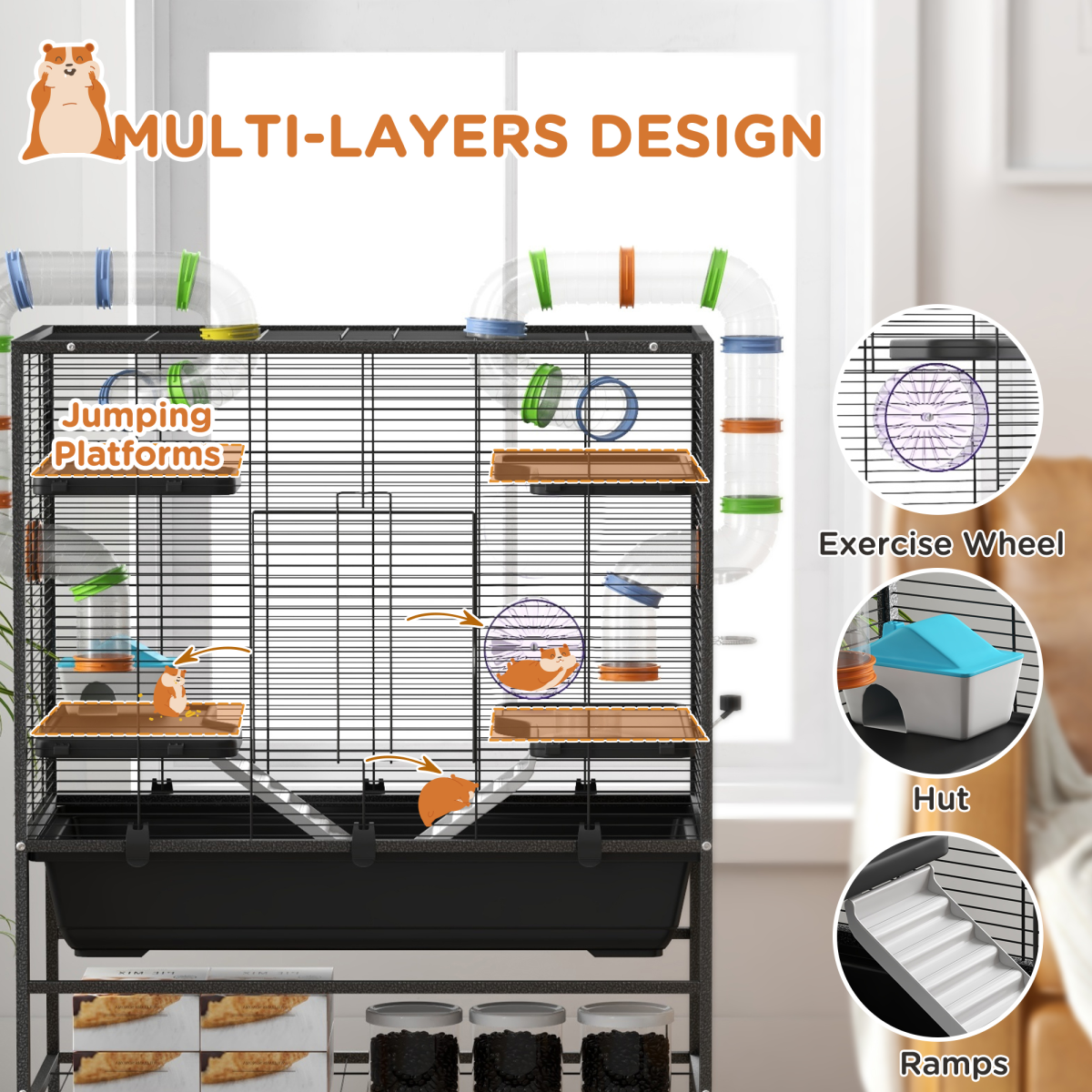 cortex-london-york-large-hamster-rat-cage-multicoloured-tubes-wheels-storage-shelf