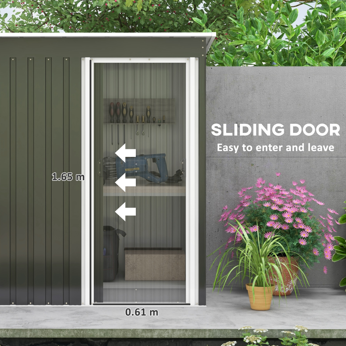cortex-london-windsor-5-x-3ft-garden-storage-shed-sliding-door-black
