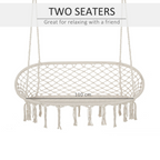 Hanging Hammock Chair Cotton Rope Swing & Metal Frame Large Macrame, Cream White