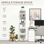 5-Tier Bookshelf, Freestanding Bookcase Storage Shelving Light Grey