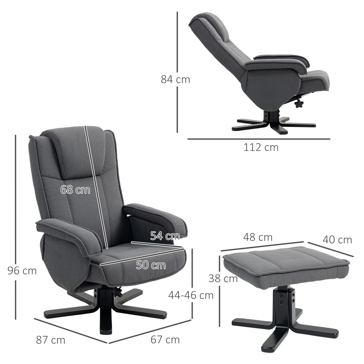 HOMCOM Rocker Swivel Recliner Chair with Footstool, Velvet Upholstered