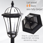 2 PCS LED Garden Lights Lamp Post Solar Powered Lantern black